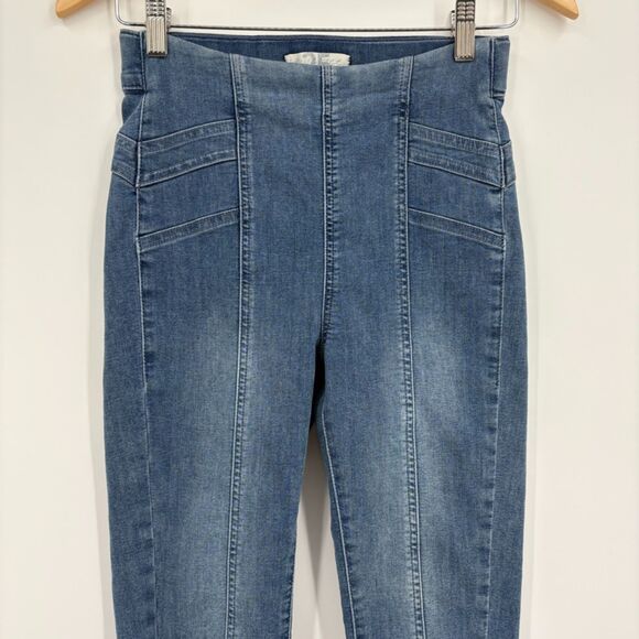 Free People Feel Alright Skinny Pull-on Jeans, Size 25, Cropped Boho Stretch - Picture 3 of 9